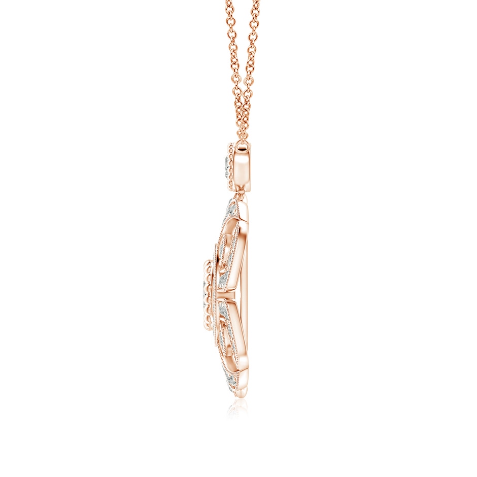 3.8mm KI3 Art Deco Inspired Diamond Fashion Pendant with Milgrain in Rose Gold side-1
