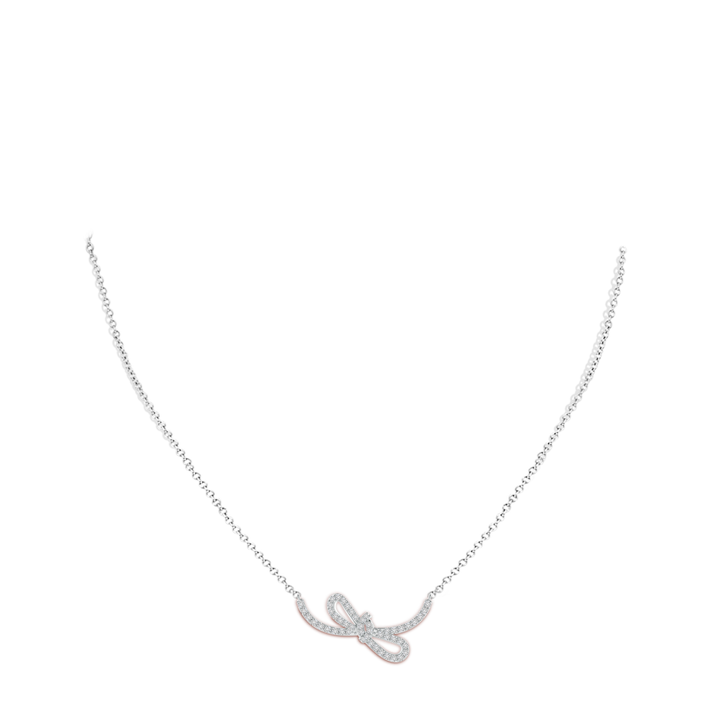 1.25mm HSI2 Diamond Infinity Bow Necklace in White Gold Body-Neck
