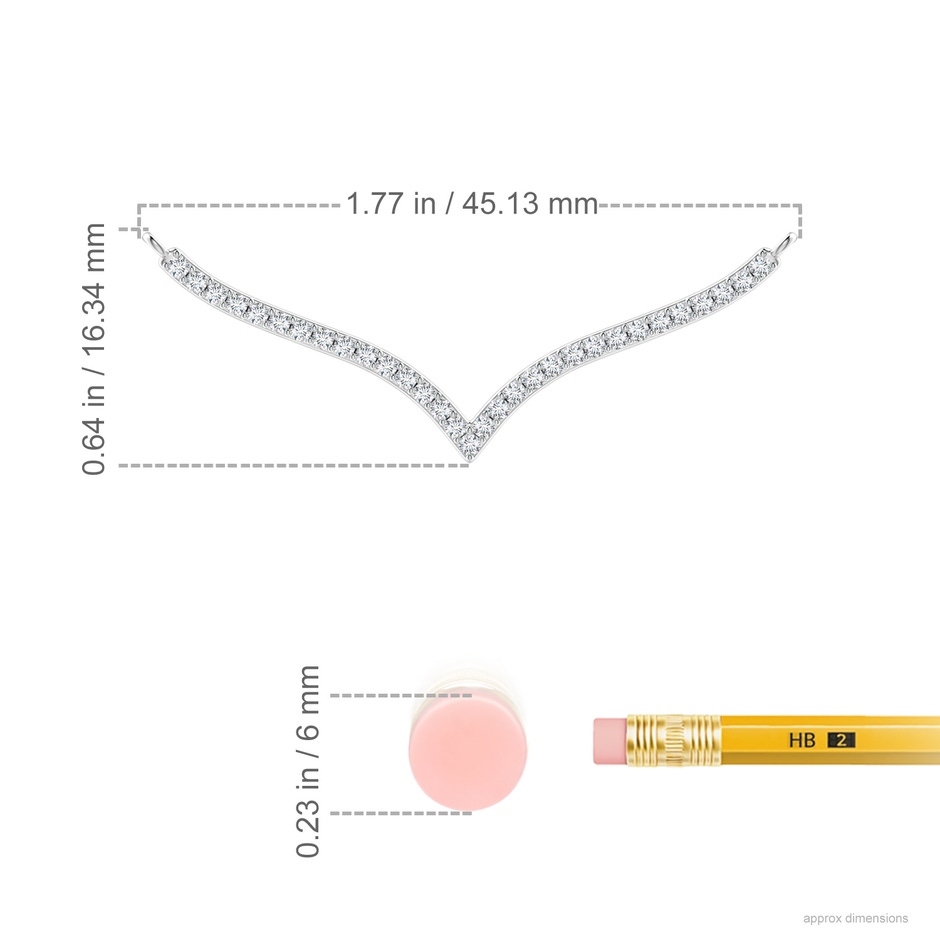 1.4mm GVS2 Prong-Set Diamond Curved Necklace in White Gold ruler