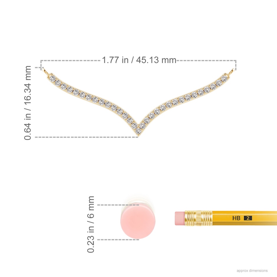 1.4mm IJI1I2 Prong-Set Diamond Curved Necklace in Yellow Gold ruler