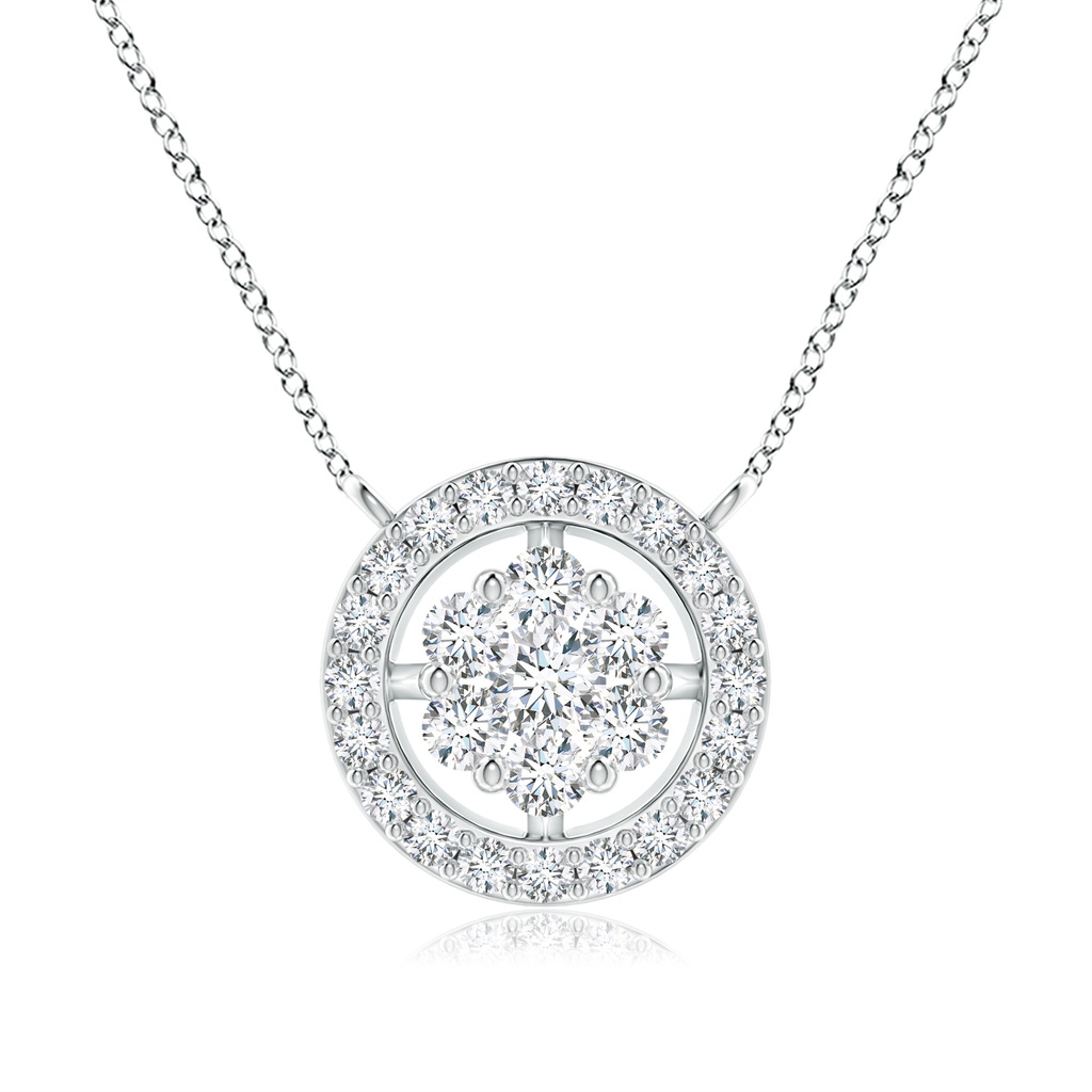 2.2mm GVS2 Pressure-Set Diamond Cluster Halo Pendant in White Gold