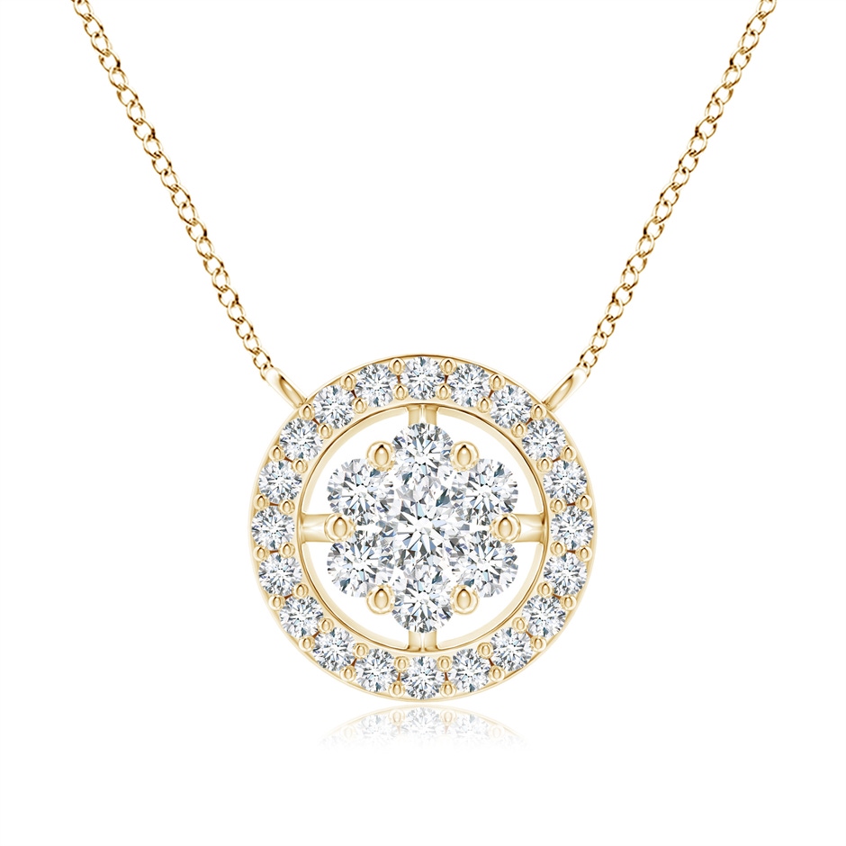 2.2mm GVS2 Pressure-Set Diamond Cluster Halo Pendant in Yellow Gold 