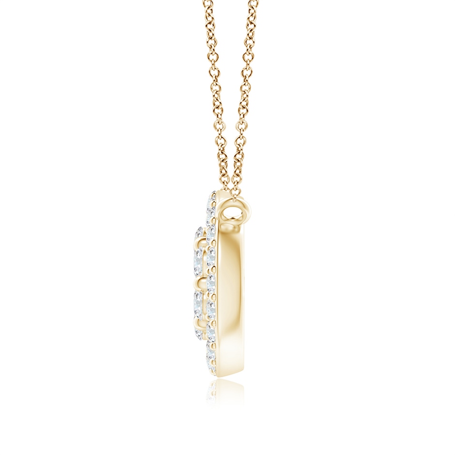 2.2mm GVS2 Pressure-Set Diamond Cluster Halo Pendant in Yellow Gold side 1
