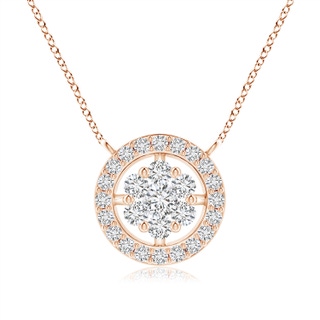 2.2mm HSI2 Pressure-Set Diamond Clustre Halo Pendant in Rose Gold