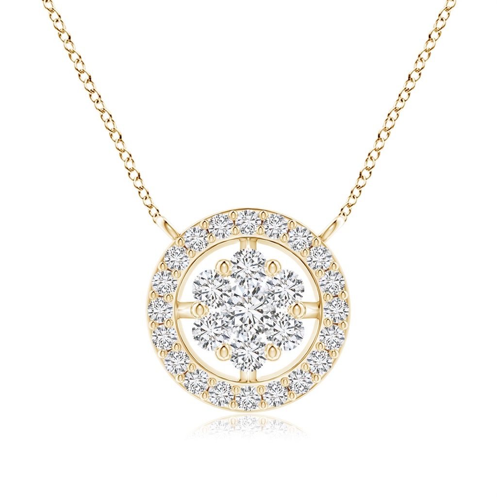 2.2mm HSI2 Pressure-Set Diamond Clustre Halo Pendant in Yellow Gold