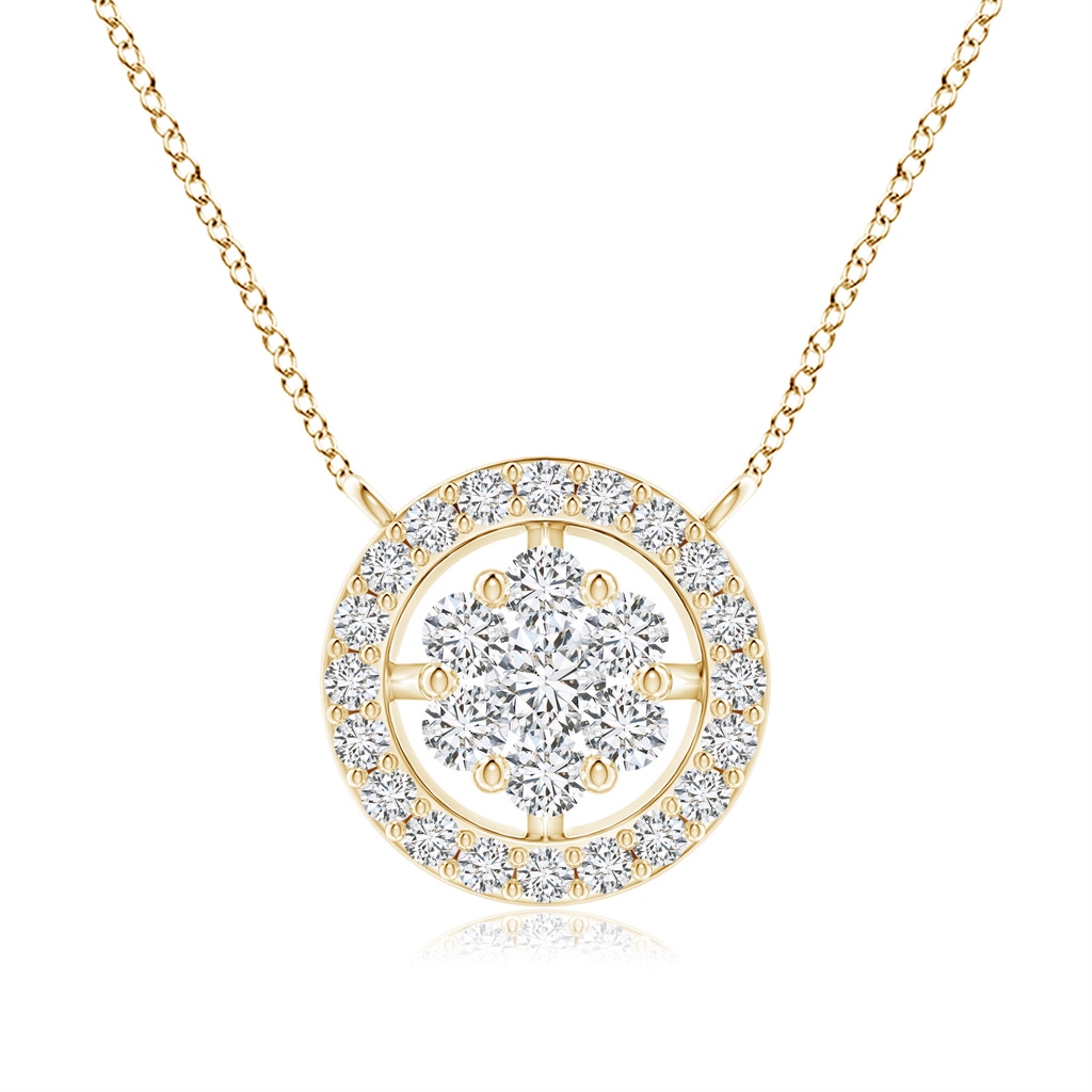 2.2mm HSI2 Pressure-Set Diamond Cluster Halo Pendant in Yellow Gold