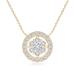 2.2mm HSI2 Pressure-Set Diamond Clustre Halo Pendant in Yellow Gold