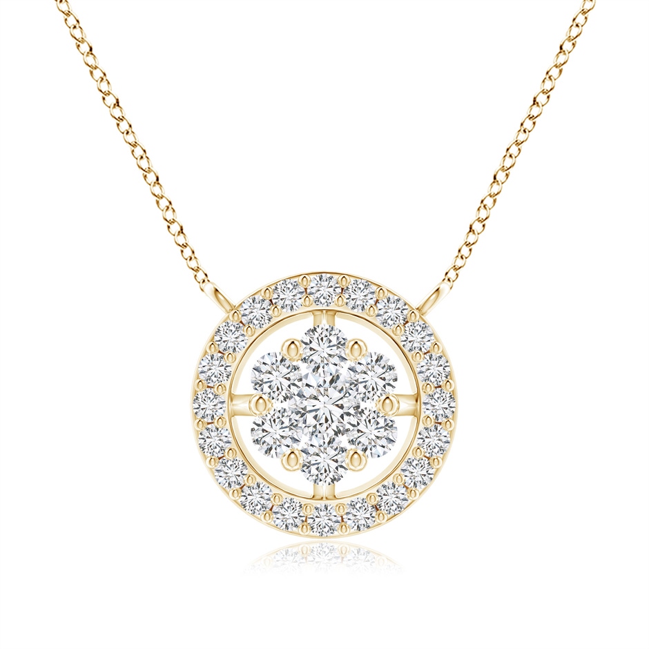 2.2mm HSI2 Pressure-Set Diamond Clustre Halo Pendant in Yellow Gold 