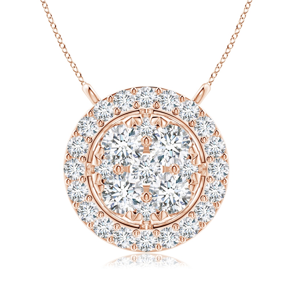 2.2mm GVS2 Diamond Clustre Halo Pendant in Rose Gold