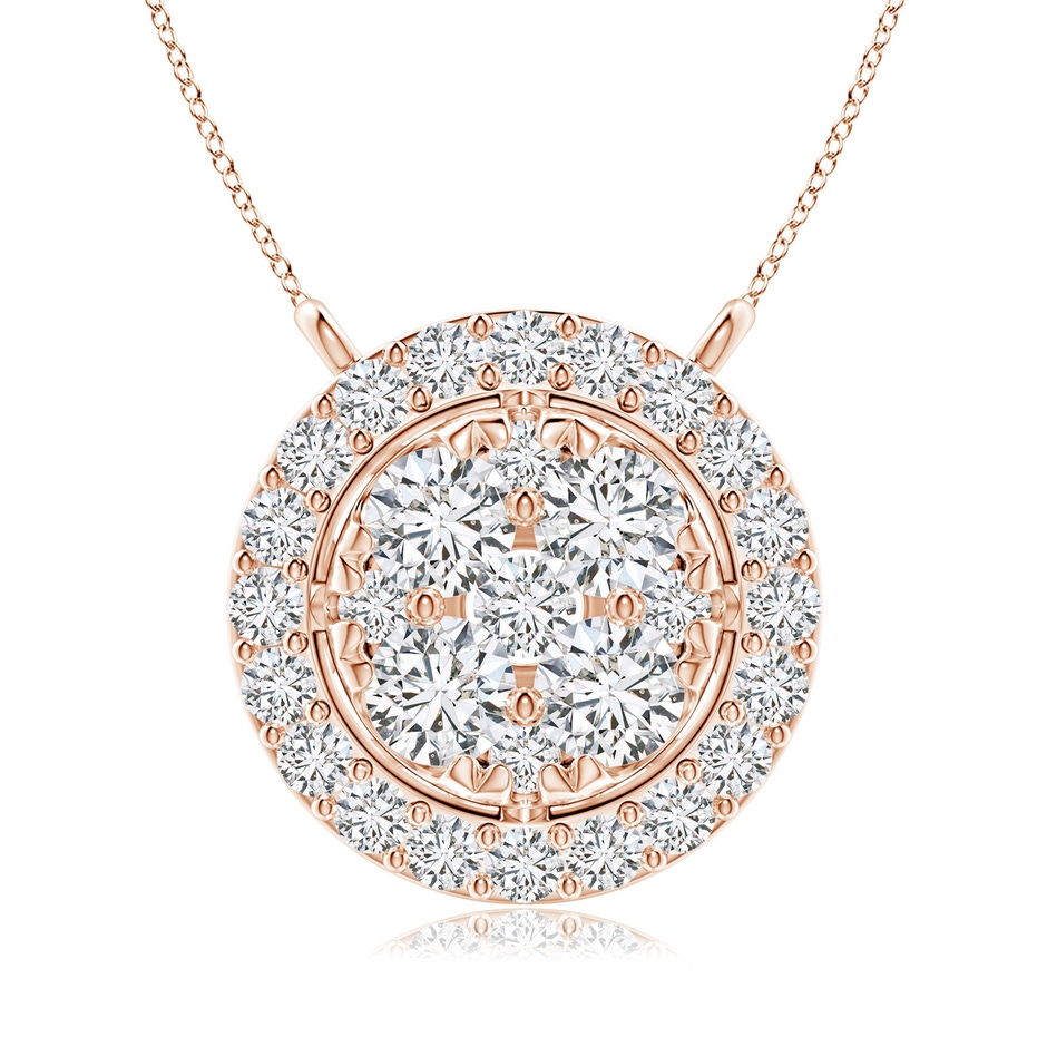 2.2mm HSI2 Diamond Clustre Halo Pendant in Rose Gold 