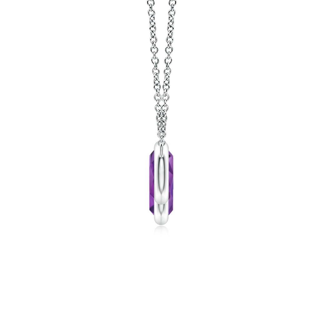 6mm AA Bezel-Set Round Amethyst Three Stone Necklace in S999 Silver Side-1
