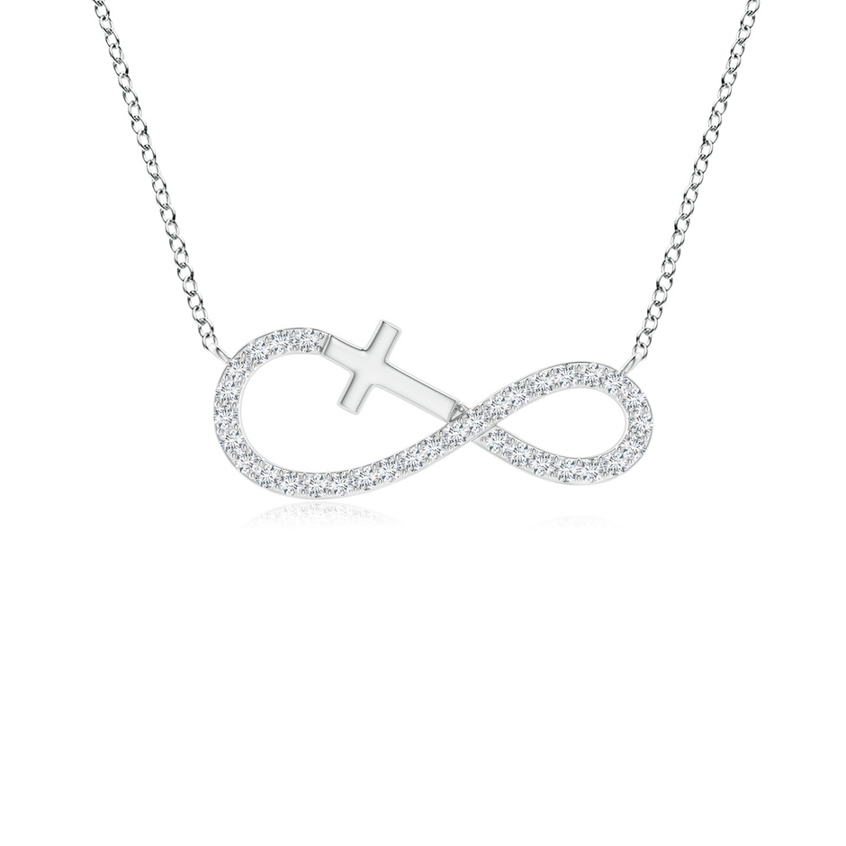 1.1mm GVS2 Diamond Horizontal Infinity Cross Pendant in Two Tone Gold in White Gold 