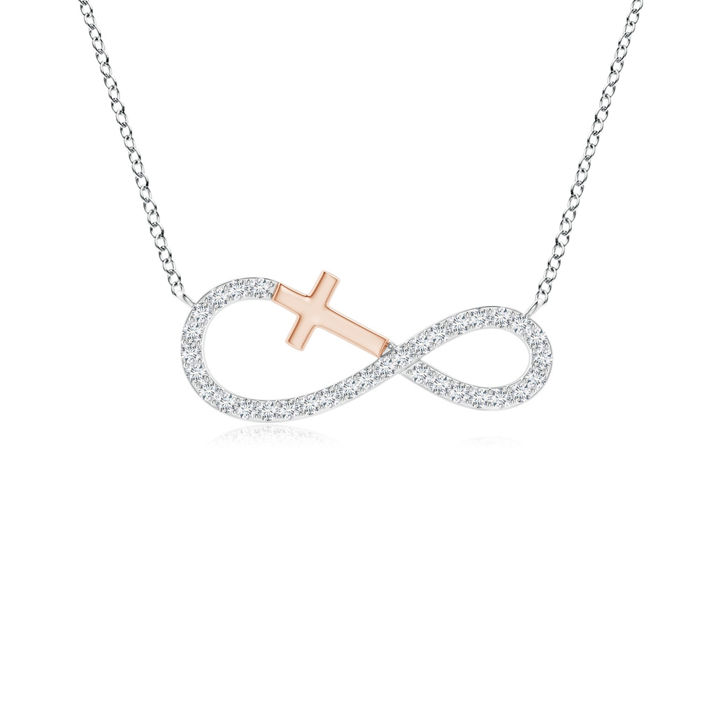 1.1mm GVS2 Diamond Horizontal Infinity Cross Pendant in Two Tone Gold in White Gold Rose Gold