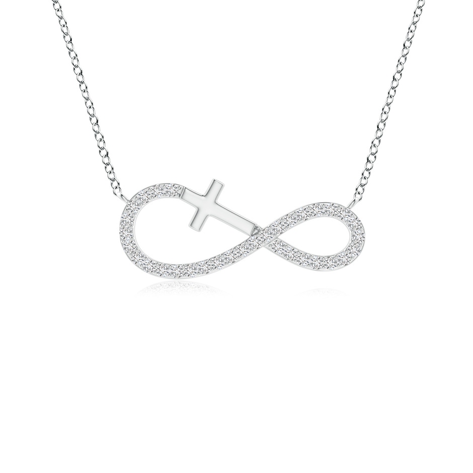 1.1mm HSI2 Diamond Horizontal Infinity Cross Pendant in Two Tone Gold in White Gold 
