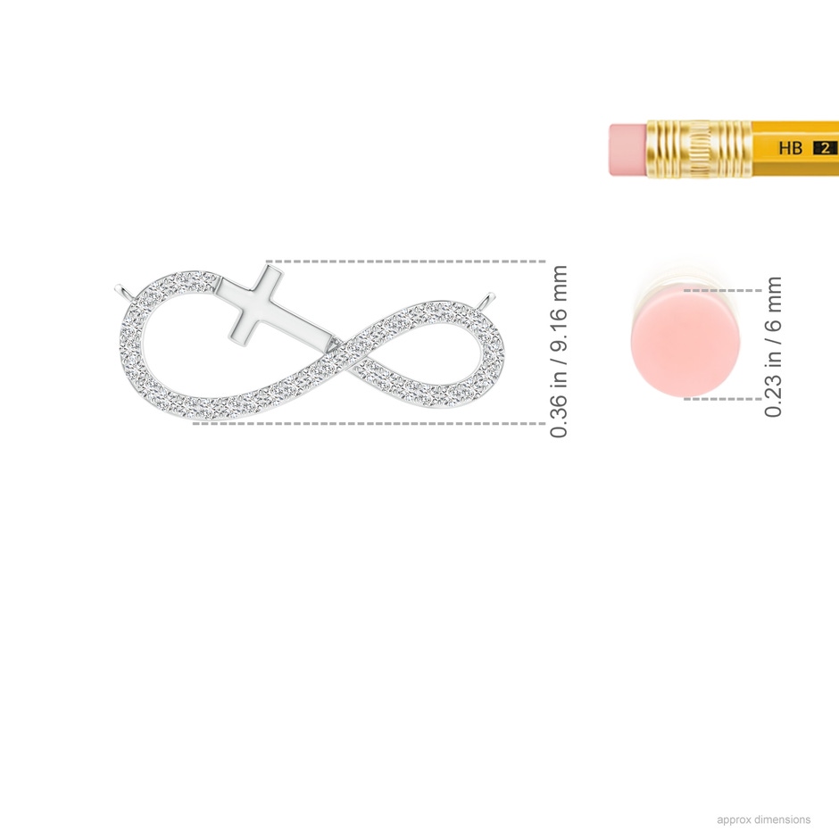 1.1mm HSI2 Diamond Horizontal Infinity Cross Pendant in Two Tone Gold in White Gold ruler