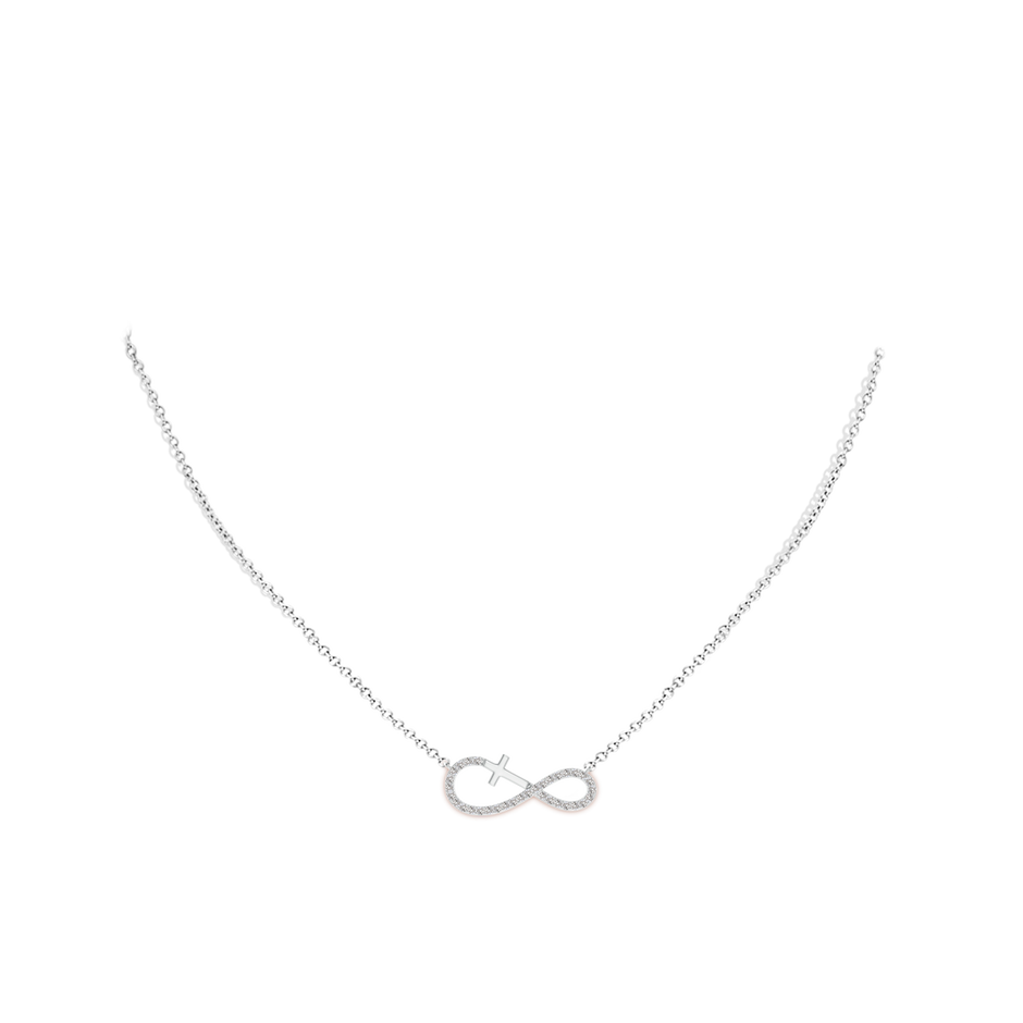 1.1mm IJI1I2 Diamond Horizontal Infinity Cross Pendant in Two Tone Gold in White Gold body-neck