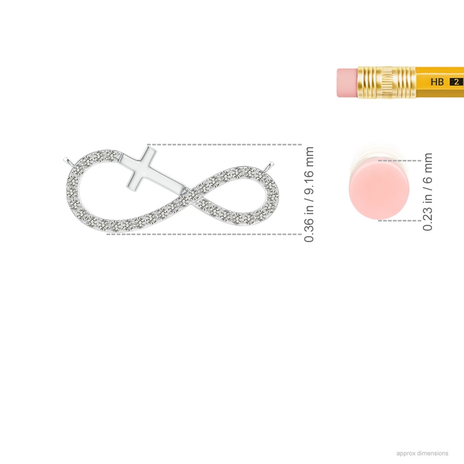 1.1mm KI3 Diamond Horizontal Infinity Cross Pendant in Two Tone Gold in White Gold ruler