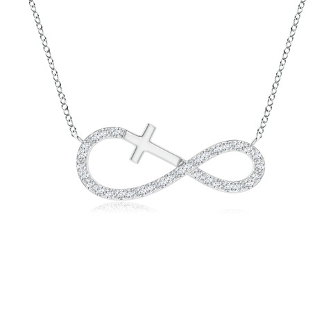 1.2mm GVS2 Diamond Horizontal Infinity Cross Pendant in Two Tone Gold in White Gold