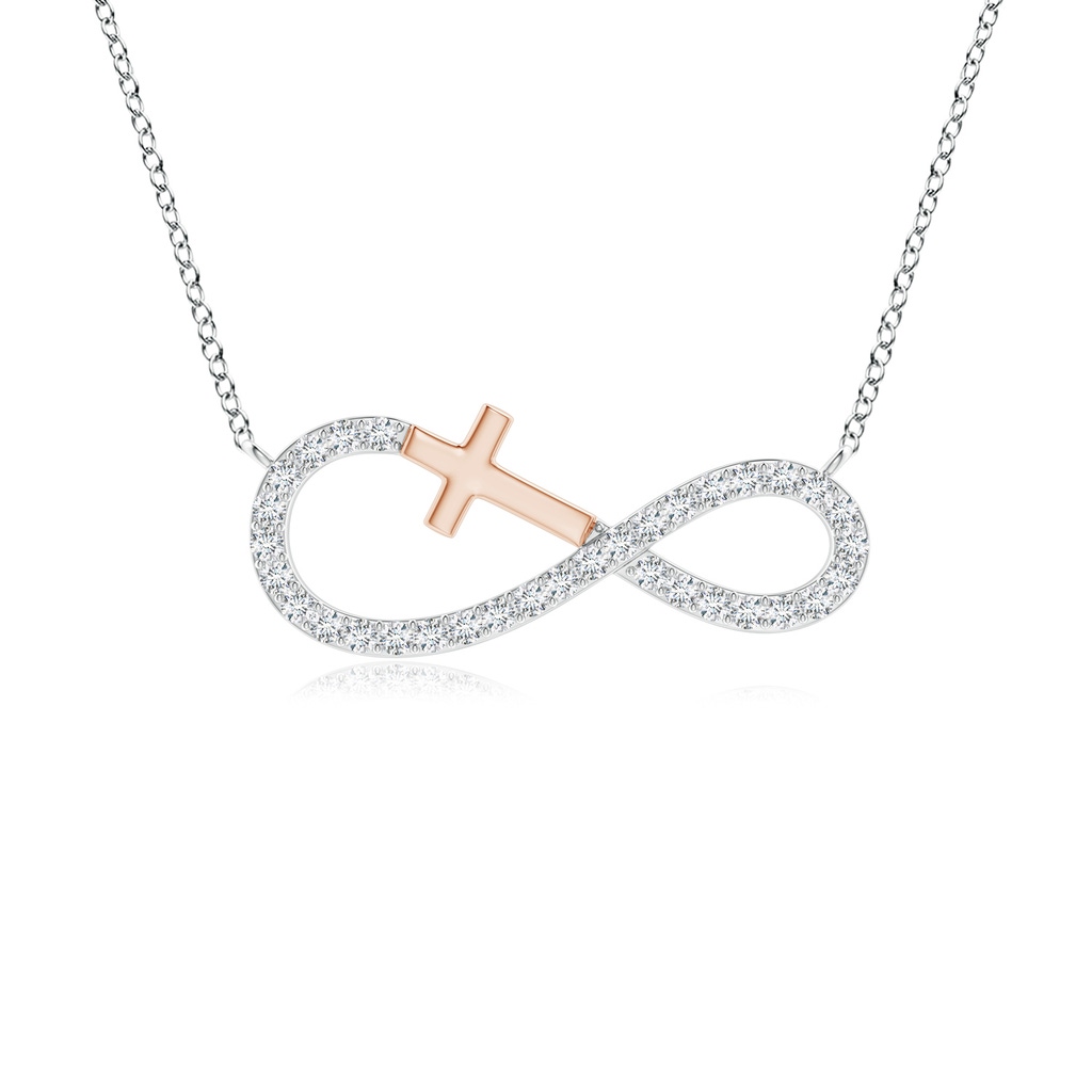 1.2mm GVS2 Diamond Horizontal Infinity Cross Pendant in Two Tone Gold in White Gold Rose Gold