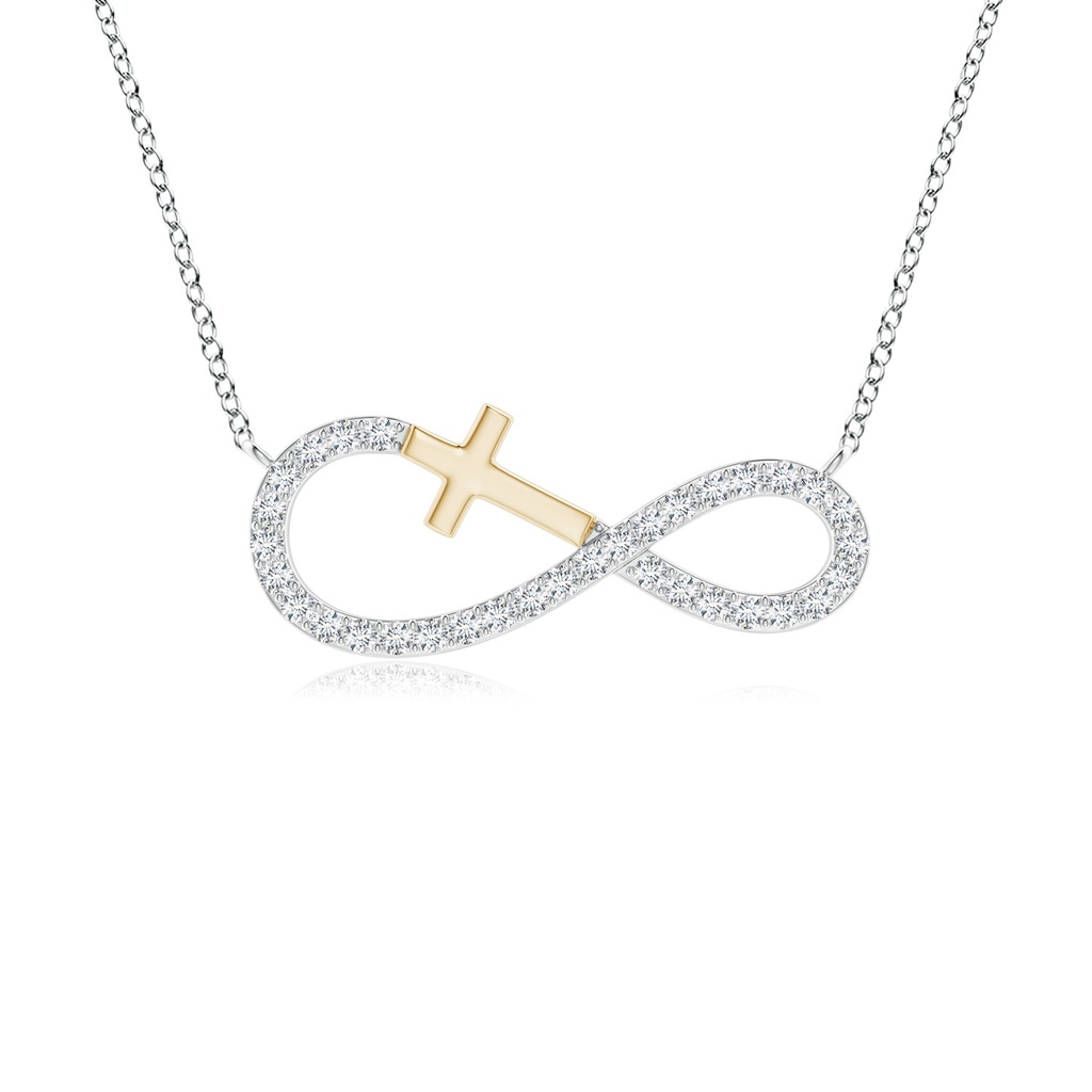 1.2mm GVS2 Diamond Horizontal Infinity Cross Pendant in Two Tone Gold in White Gold Yellow Gold