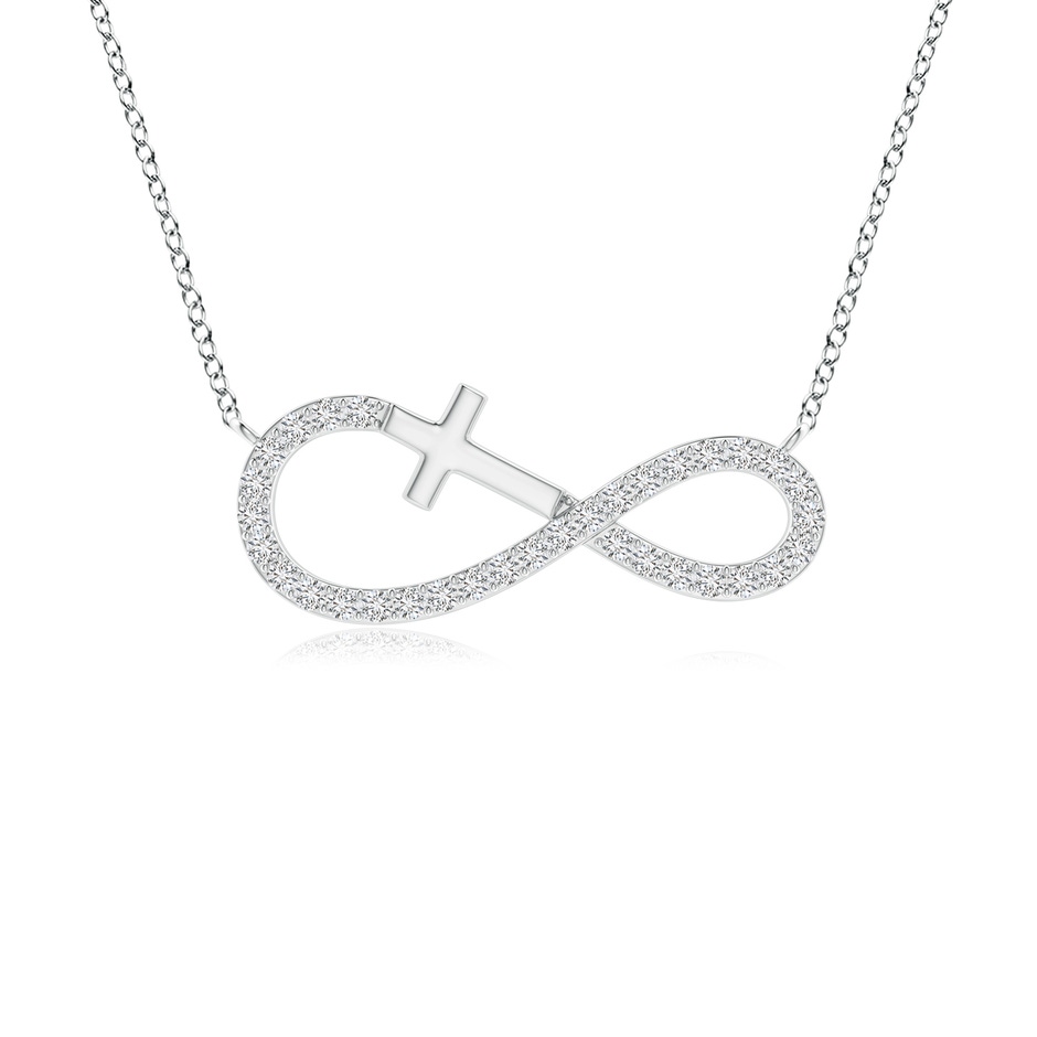 1.2mm HSI2 Diamond Horizontal Infinity Cross Pendant in Two Tone Gold in White Gold 