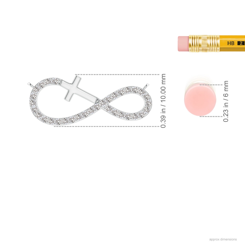 1.2mm IJI1I2 Diamond Horizontal Infinity Cross Pendant in Two Tone Gold in White Gold ruler