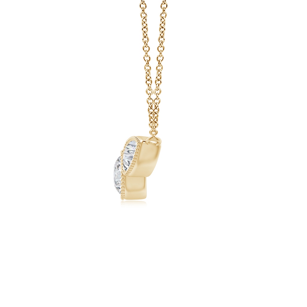 5x3mm HSI2 Bezel-Set Round and Pear-Shaped Diamond Necklace with Milgrain in Yellow Gold - side_1