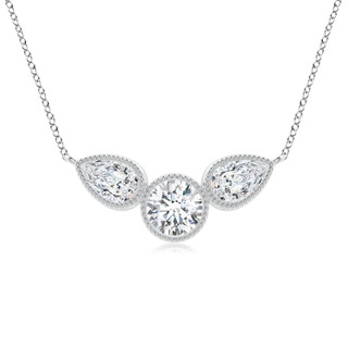 6x4mm GVS2 Bezel-Set Round and Pear-Shaped Diamond Necklace with Milgrain in P950 Platinum