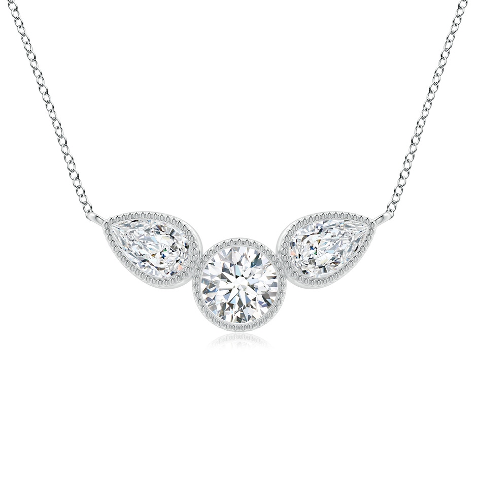 6x4mm GVS2 Bezel-Set Round and Pear-Shaped Diamond Necklace with Milgrain in P950 Platinum 