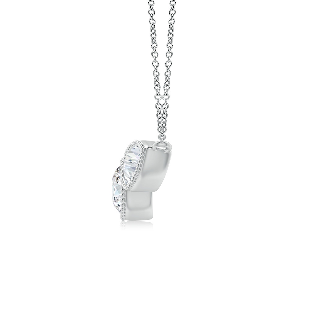 6x4mm GVS2 Bezel-Set Round and Pear-Shaped Diamond Necklace with Milgrain in P950 Platinum Side-1