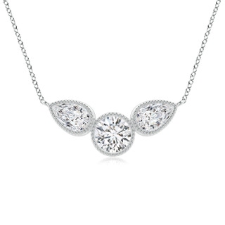 6x4mm HSI2 Bezel-Set Round and Pear-Shaped Diamond Necklace with Milgrain in P950 Platinum