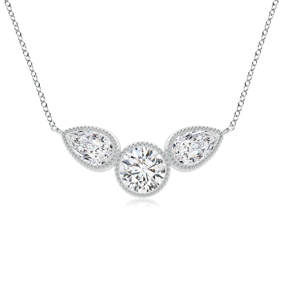 6x4mm HSI2 Bezel-Set Round and Pear-Shaped Diamond Necklace with Milgrain in P950 Platinum 