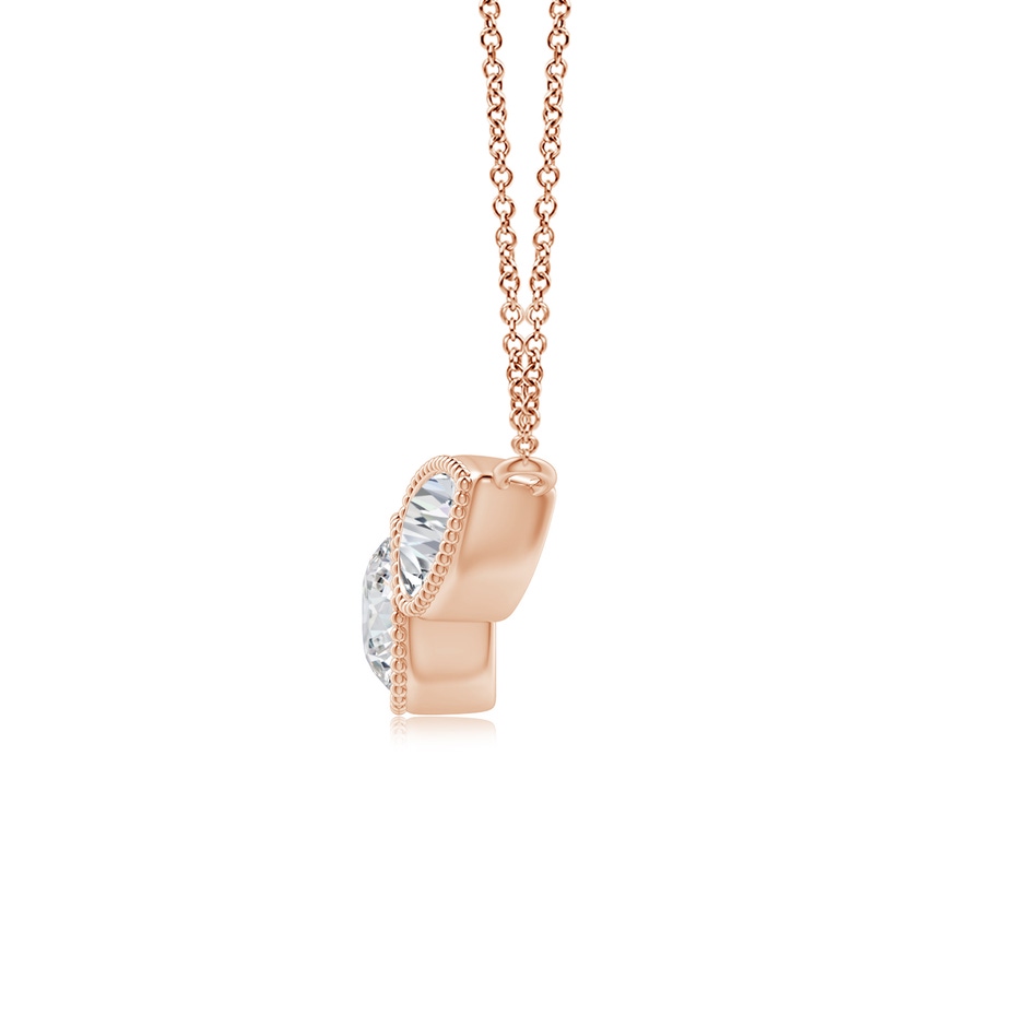 6x4mm HSI2 Bezel-Set Round and Pear-Shaped Diamond Necklace with Milgrain in Rose Gold side-1