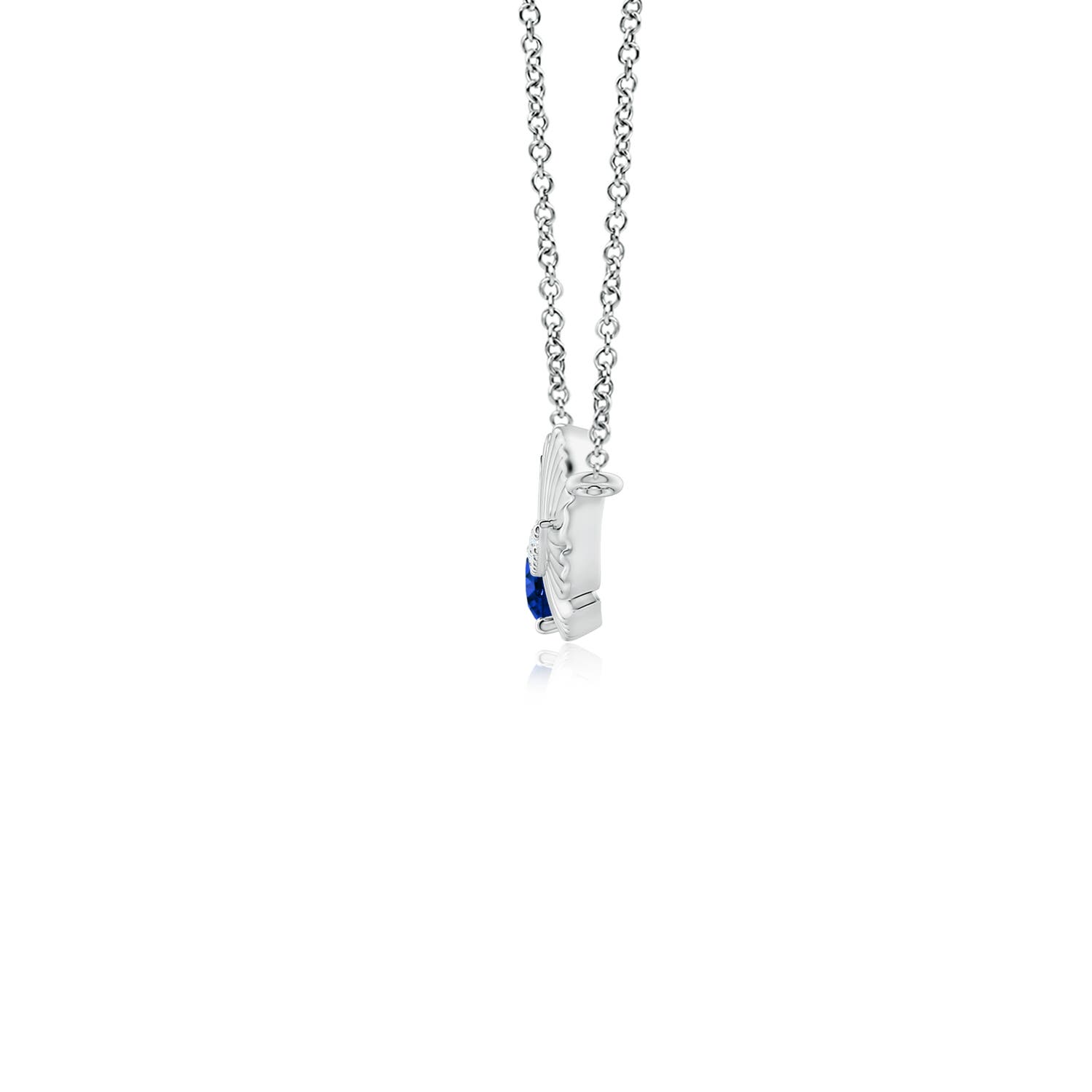 AAAA - Blue Sapphire / 0.22 CT / 14 KT White Gold