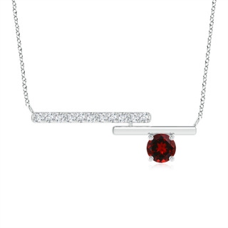 3.5mm AAAA Garnet Capricorn Bypass Bar Pendant with Diamonds in White Gold