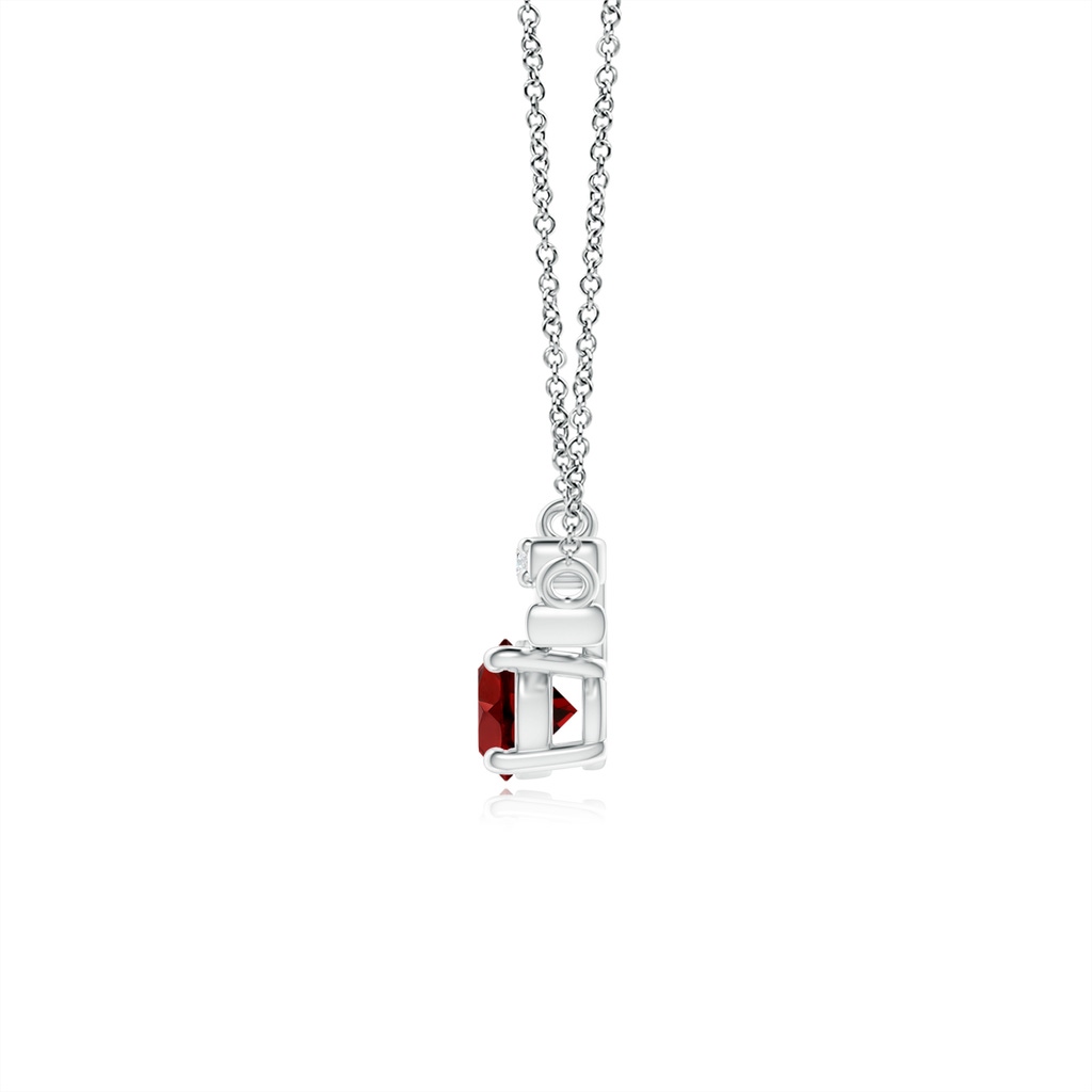 3.5mm AAAA Garnet Capricorn Bypass Bar Pendant with Diamonds in White Gold Side-1