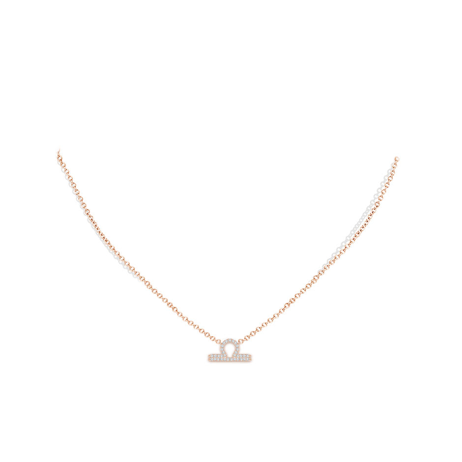 0.9mm GVS2 Diamond Libra Zodiac Sign Pendant in Rose Gold body-neck