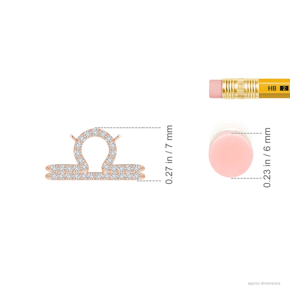 0.9mm HSI2 Diamond Libra Zodiac Sign Pendant in Rose Gold ruler