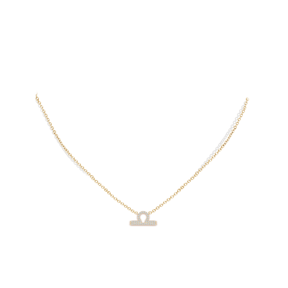0.9mm HSI2 Diamond Libra Zodiac Sign Pendant in Yellow Gold body-neck