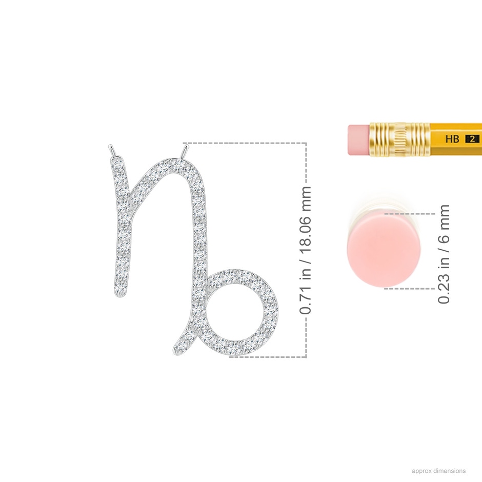1.05mm GVS2 Diamond Capricorn Zodiac Sign Pendant in White Gold ruler