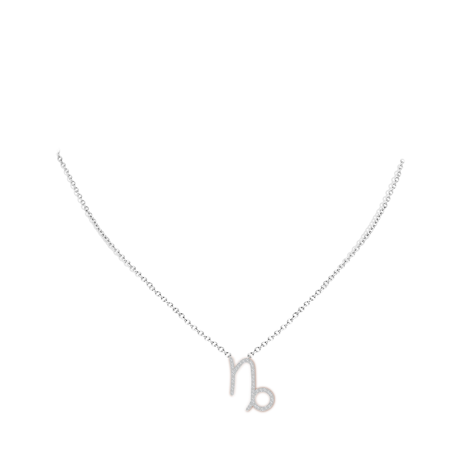 1.05mm HSI2 Diamond Capricorn Zodiac Sign Pendant in White Gold body-neck