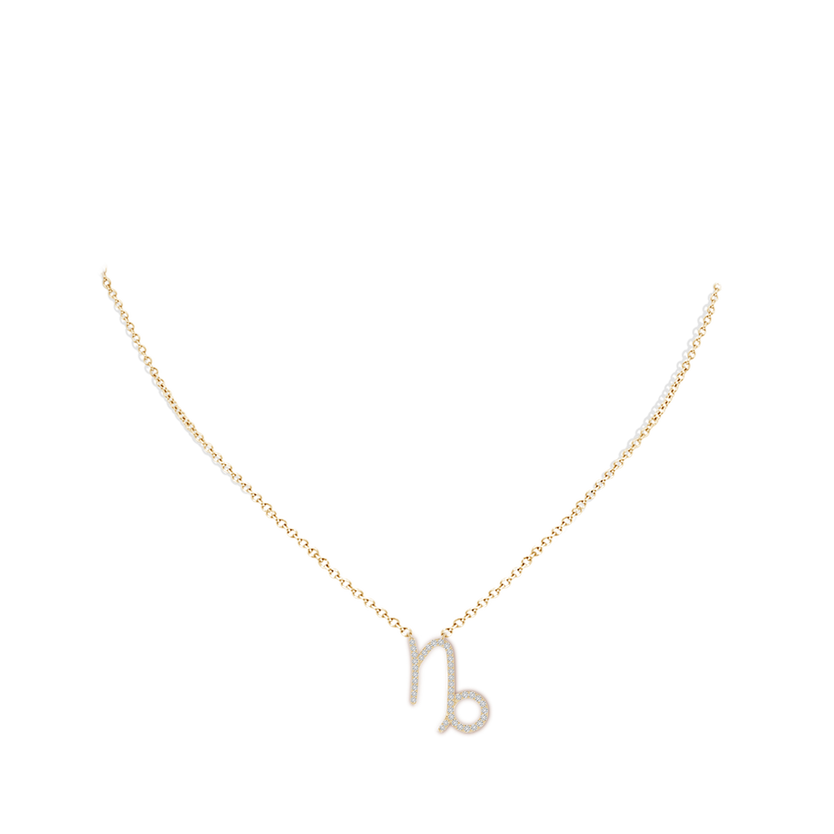 1.05mm HSI2 Diamond Capricorn Zodiac Sign Pendant in Yellow Gold body-neck