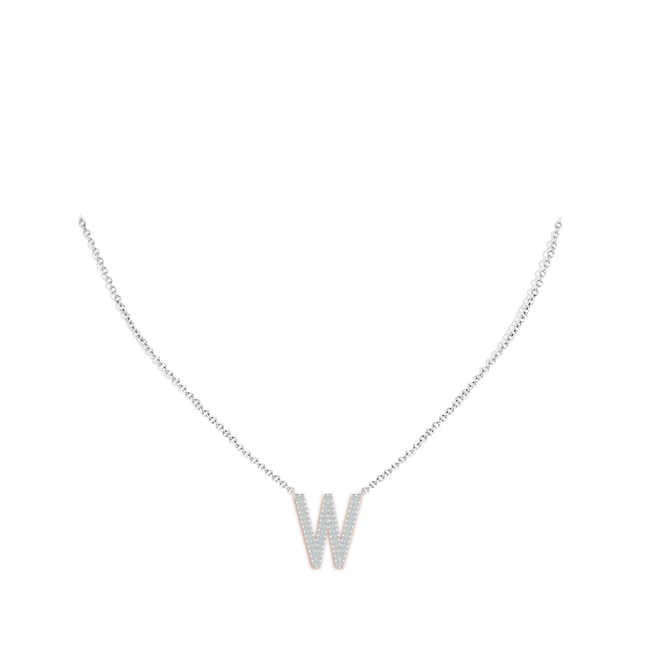 1.2mm GVS2 Prong-Set Diamond Capital "W" Knife-Edge Initial Pendant in White Gold body-neck