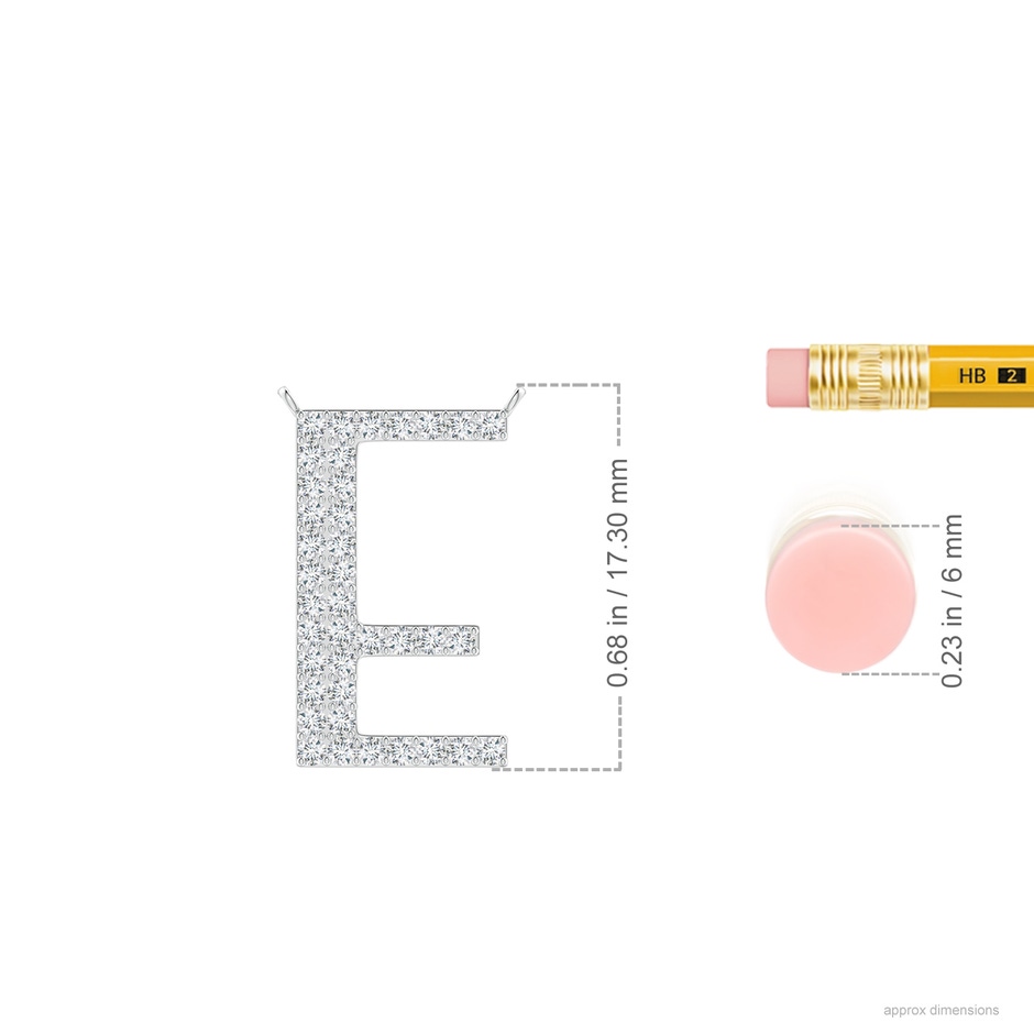 1.15mm GVS2 Modern Deco Diamond Capital "E" Initial Pendant in P950 Platinum ruler
