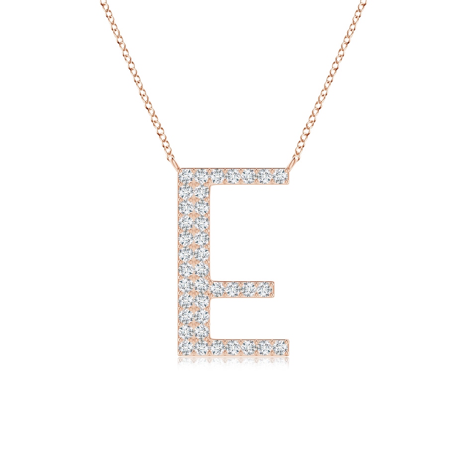 1.15mm GVS2 Modern Deco Diamond Capital "E" Initial Pendant in Rose Gold 