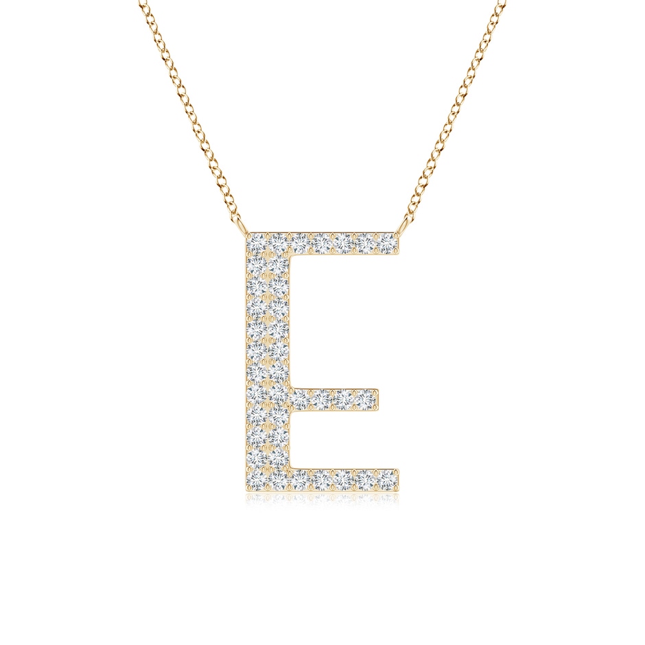 1.15mm GVS2 Modern Deco Diamond Capital "E" Initial Pendant in Yellow Gold 