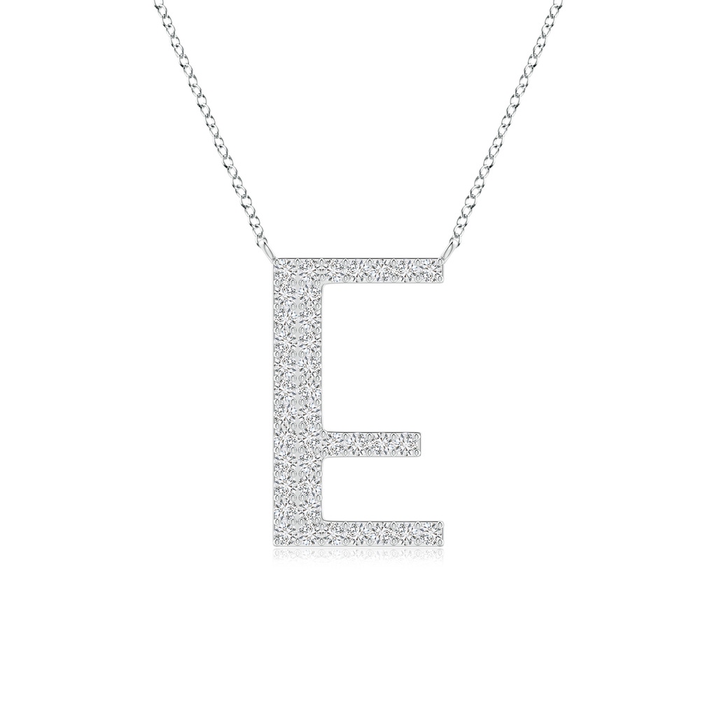 1.15mm HSI2 Modern Deco Diamond Capital "E" Initial Pendant in White Gold