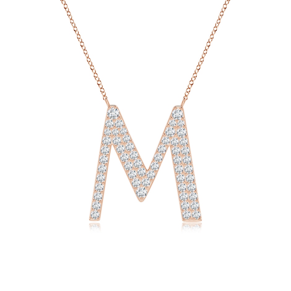 1.5mm GVS2 Modern Deco Diamond Capital "M" Initial Pendant in Rose Gold 