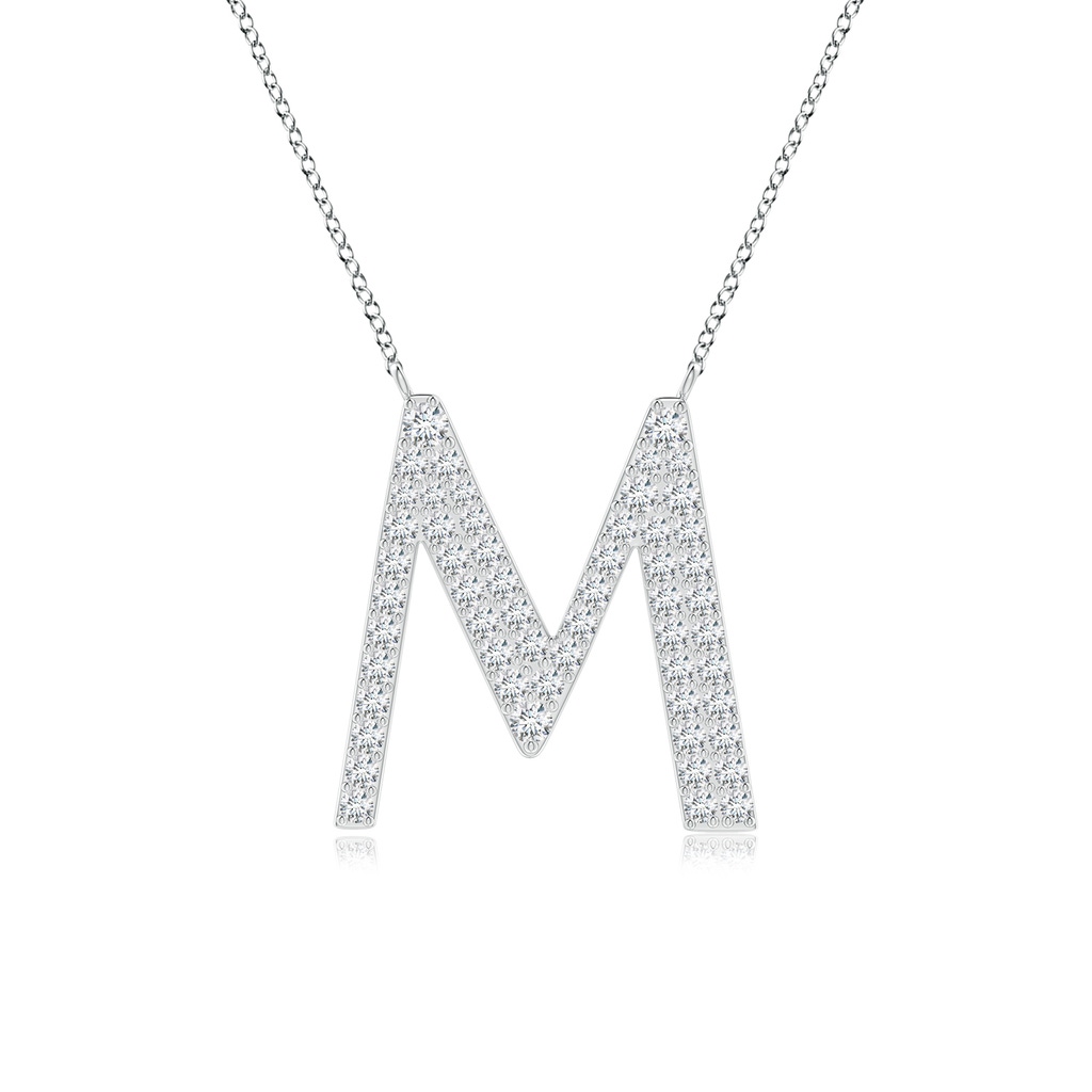 1.5mm GVS2 Modern Deco Diamond Capital "M" Initial Pendant in White Gold