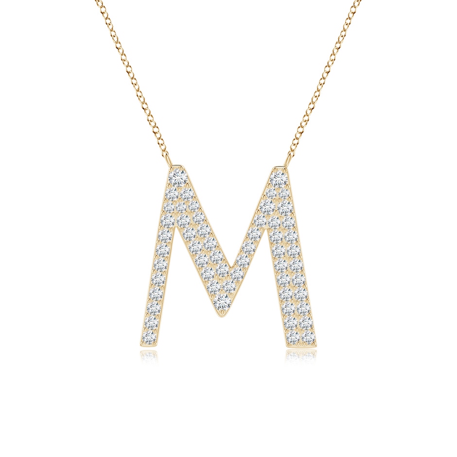 1.5mm GVS2 Modern Deco Diamond Capital "M" Initial Pendant in Yellow Gold 
